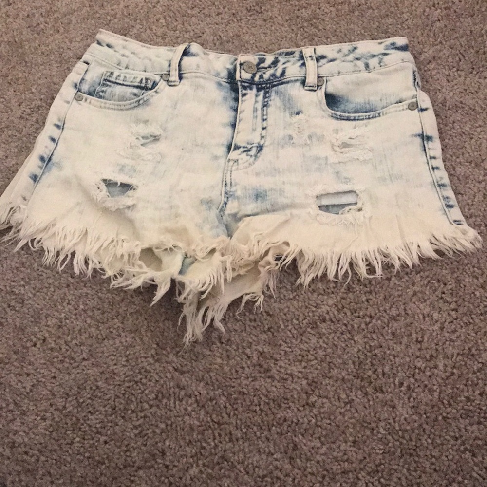Acid wash jean shorts